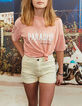 Girls’ pastel yellow denim mom shorts -1