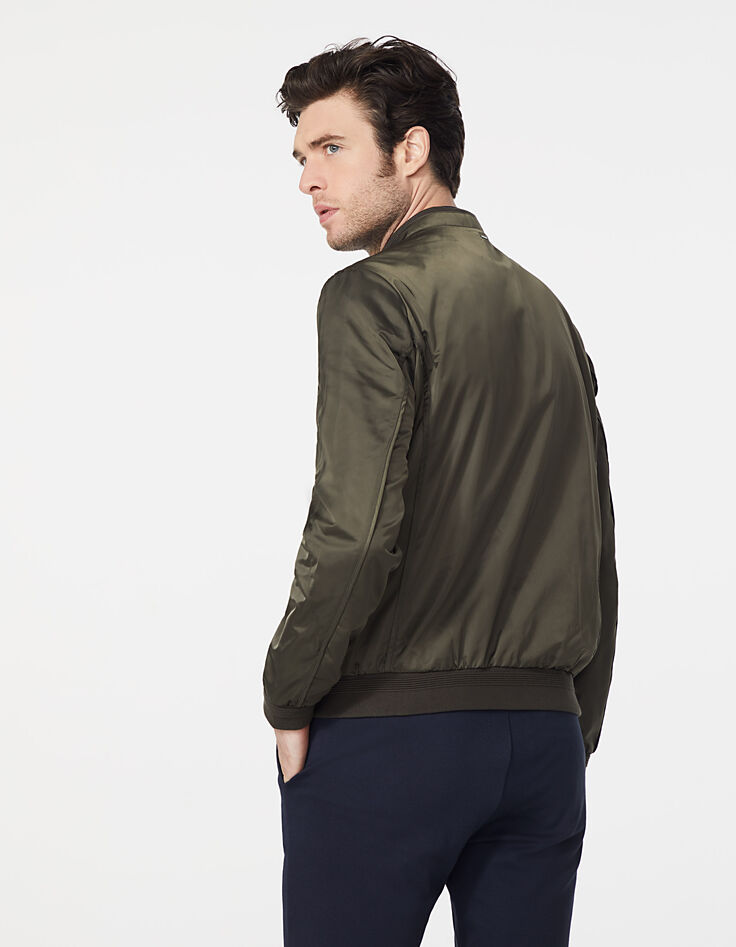 Men’s khaki satin nylon bomber jacket-3