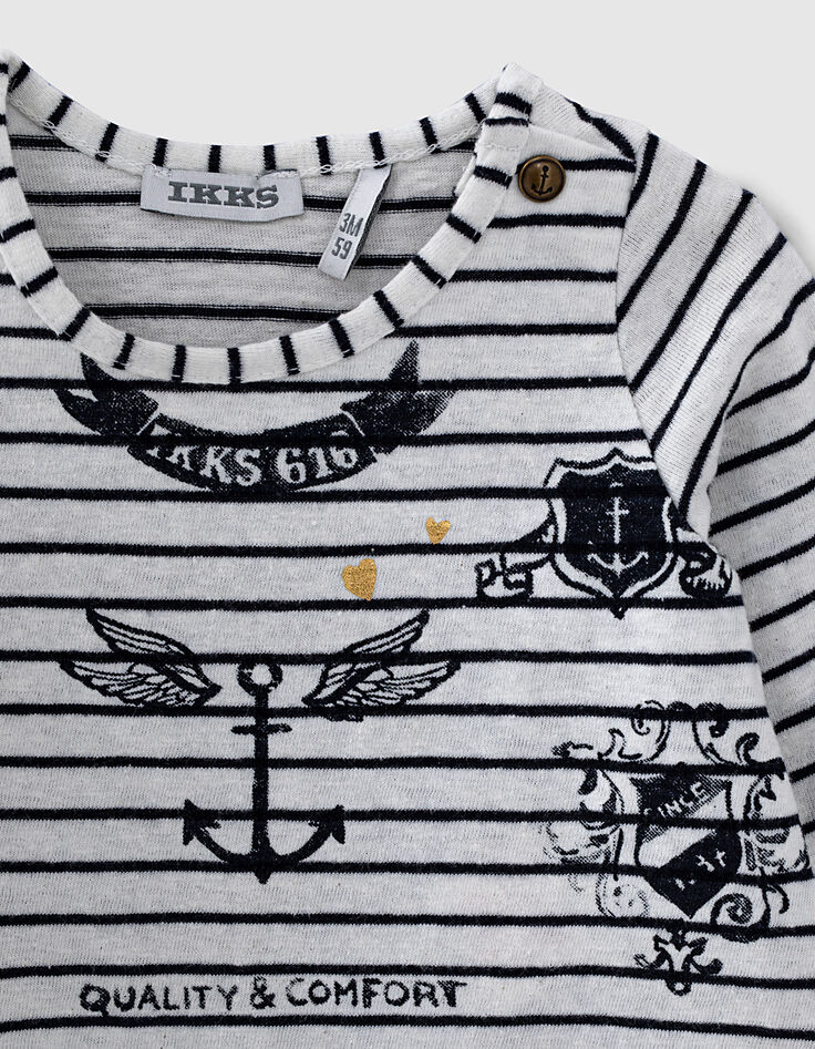 Camiseta marinera blanco roto rayas estampado bebé niña-3 Camiseta marinera blanco roto rayas estampado bebé niña-3