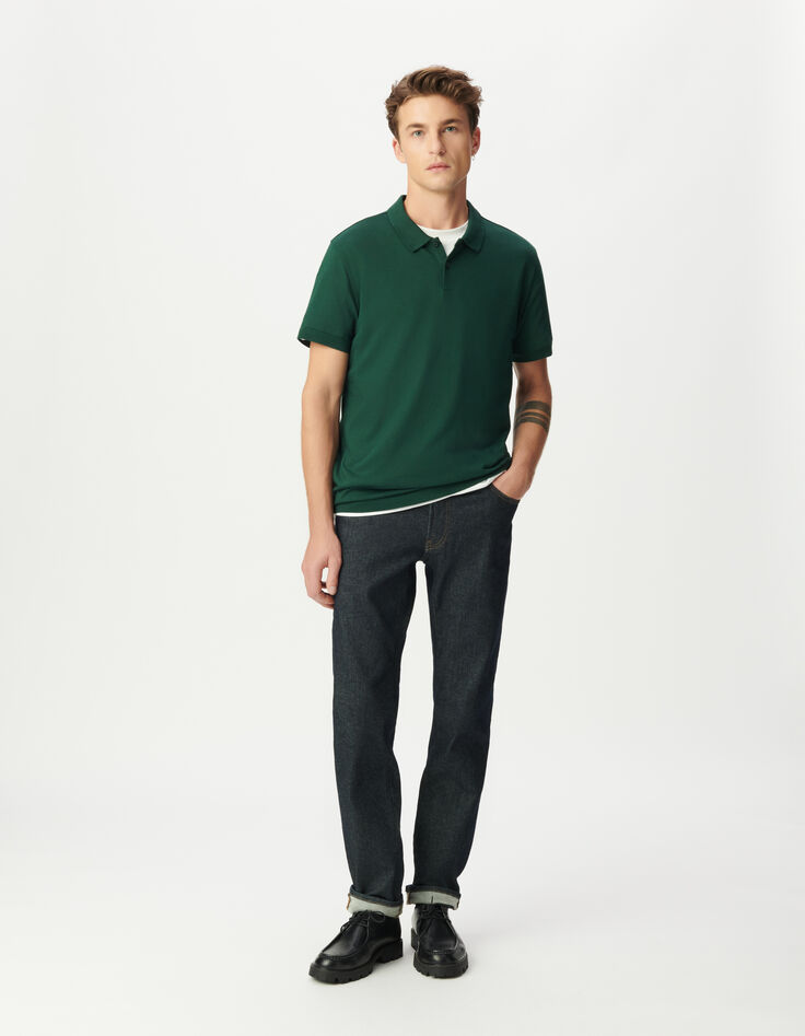 Gr&uuml;nes Herrenpolohemd Baulwollmodal kurze &Auml;rmel-3