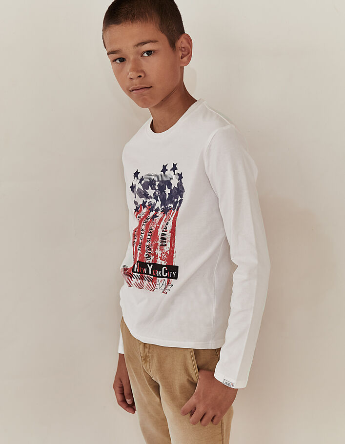 Tee-shirt blanc à drapeau US garçon - IKKS