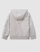 Blouson gris à capuche multipoches nylon garçon-5