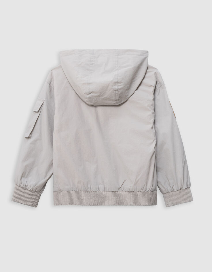 Blouson gris à capuche multipoches nylon garçon-5