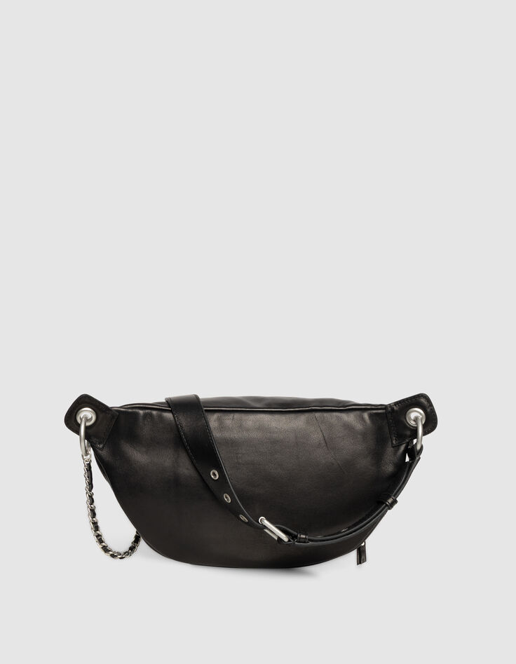 Damenbauchtasche 1440, schwarz, Leder, gesteppt-3