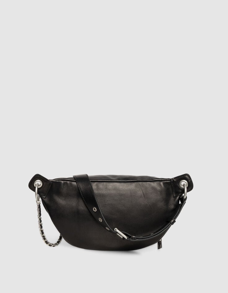 Damenbauchtasche 1440, schwarz, Leder, gesteppt-3 Damenbauchtasche 1440, schwarz, Leder, gesteppt-3