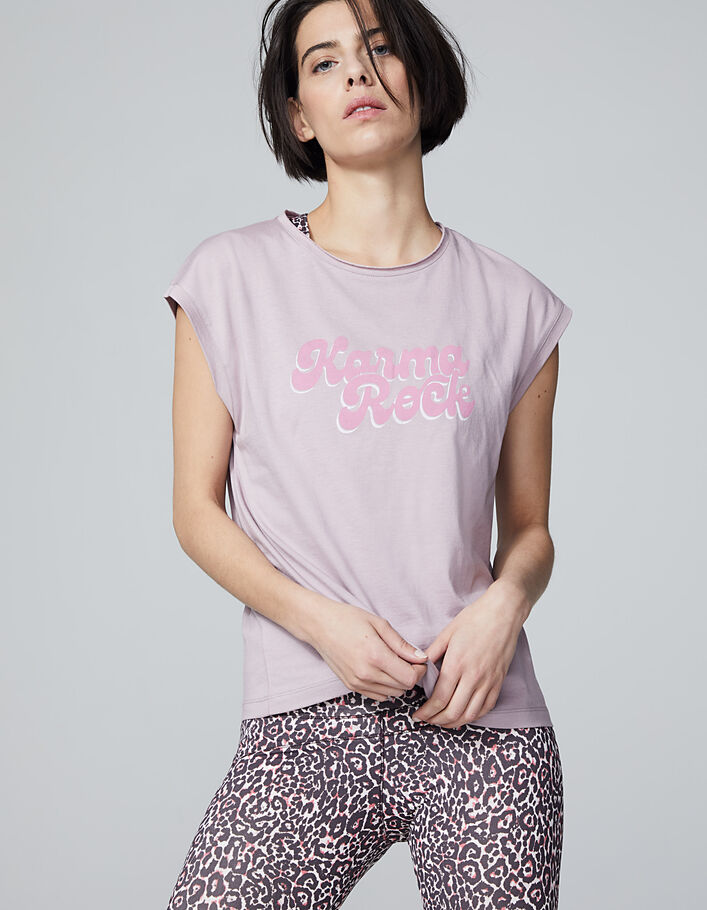 Roze yoga T-shirt YUJ & IKKS opdruk Karma Rock dames - IKKS