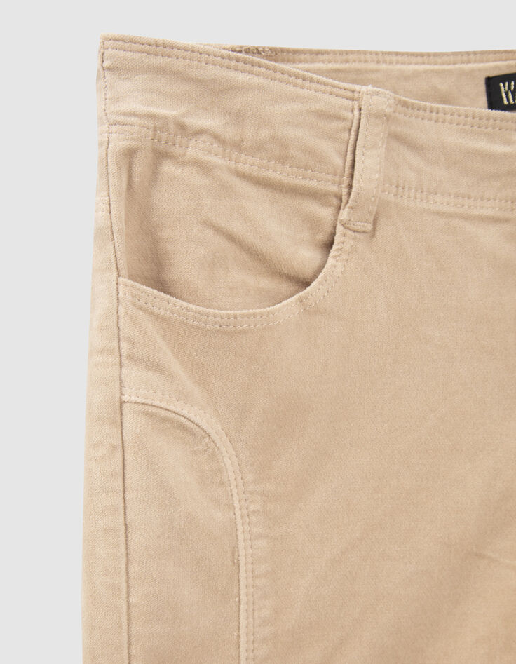 Pantalon FLARE beige taille basse en velours fille-5