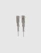 Pendientes flecos metal plateado mujer-1
