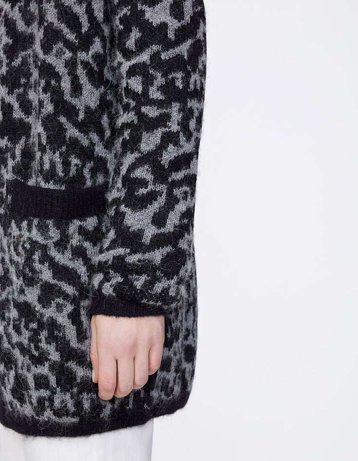 Cardigan mi-long apport alpaga jacquard léopard femme-3