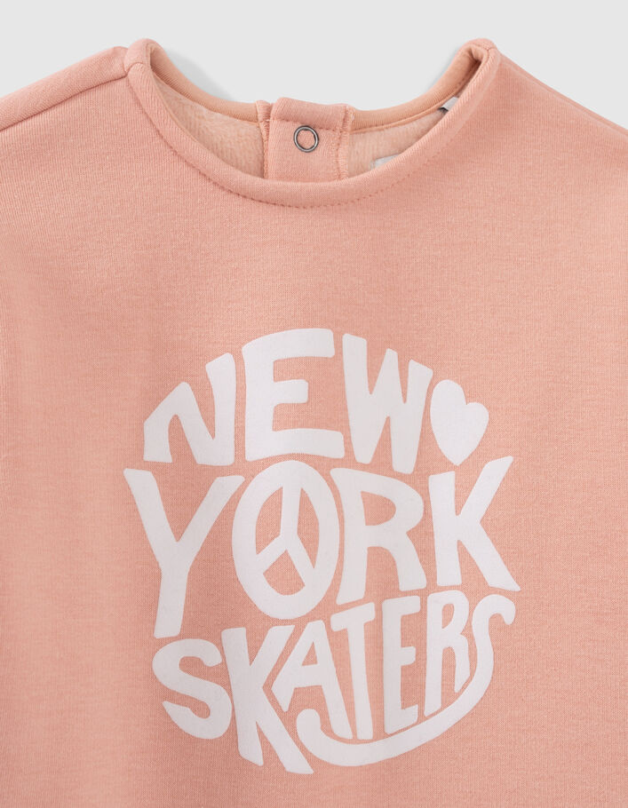 Baby girls’ pink sweatshirt-dress and grey leggings outfit-2