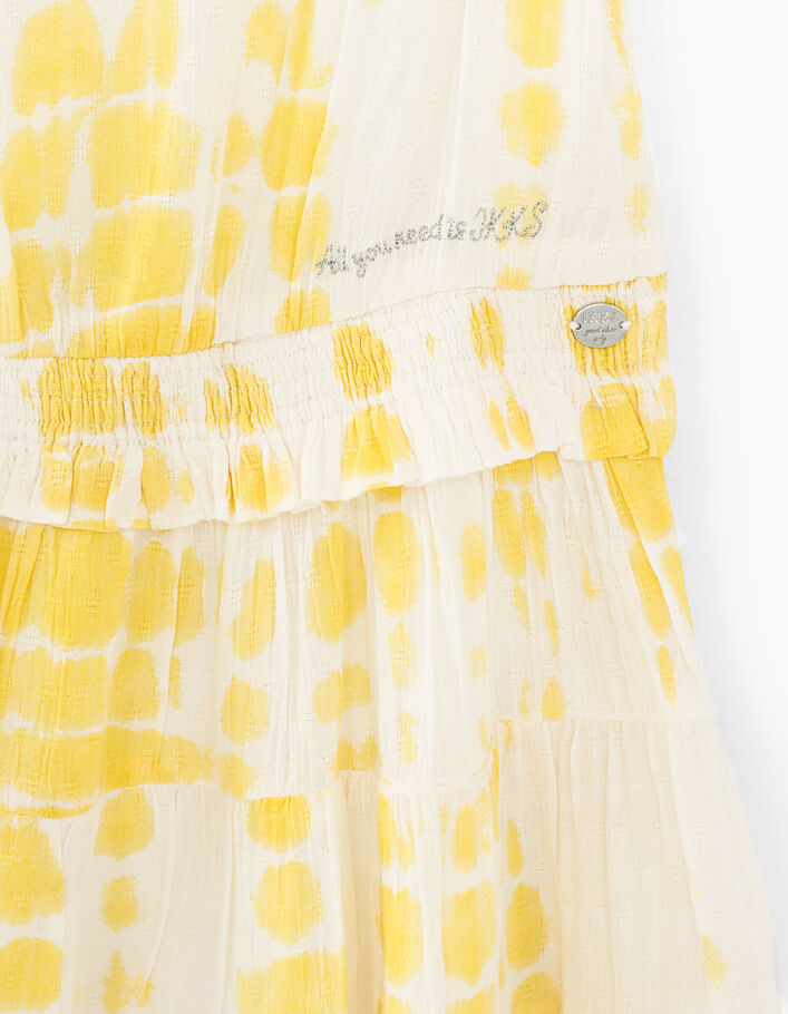 Robe jaune moyen tie and dye et tresses fille - IKKS