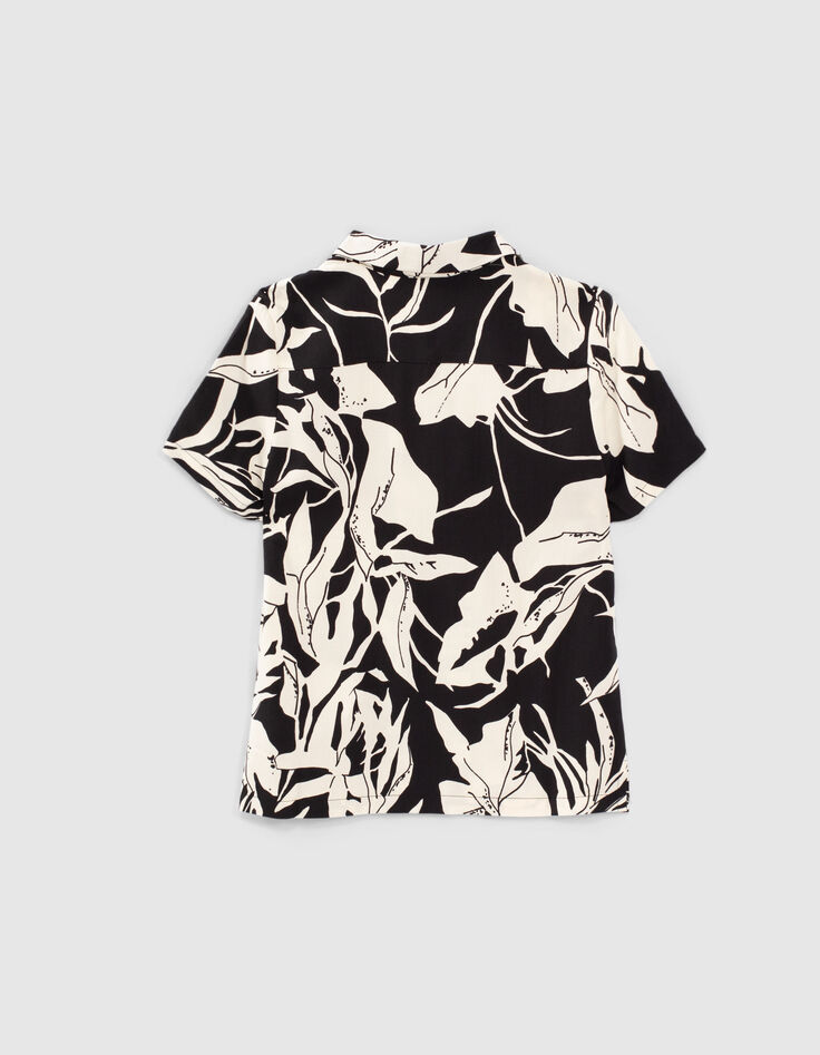 Boys’ black and ivory flower mini me Ecovero® shirt-4