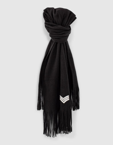 Women’s black fine knit scarf with chevron badge - IKKS