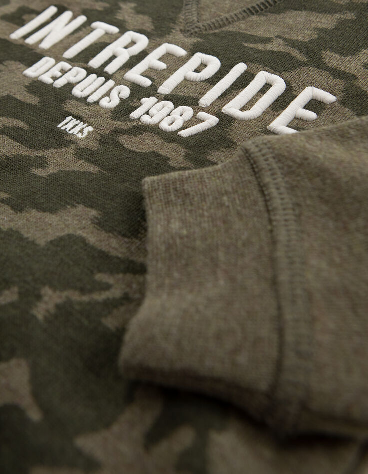Sudadera caqui camuflaje mensaje bordado bebé niño-8