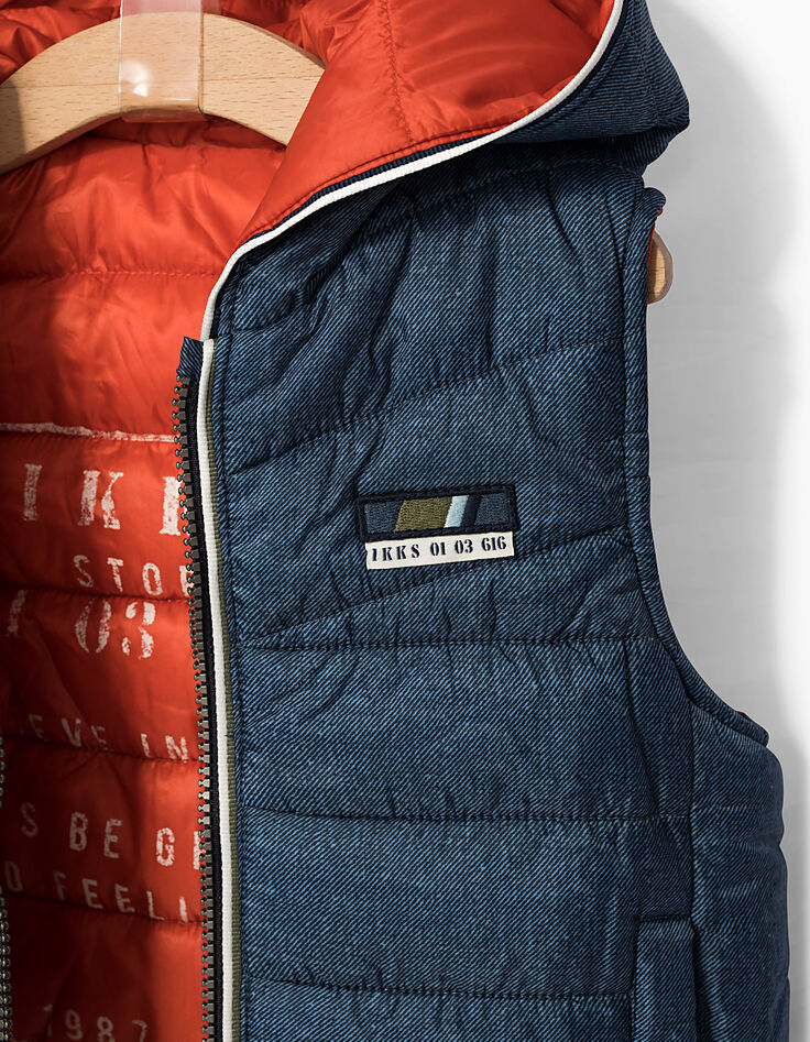 Anorak reversible índigo y naranja niño -7