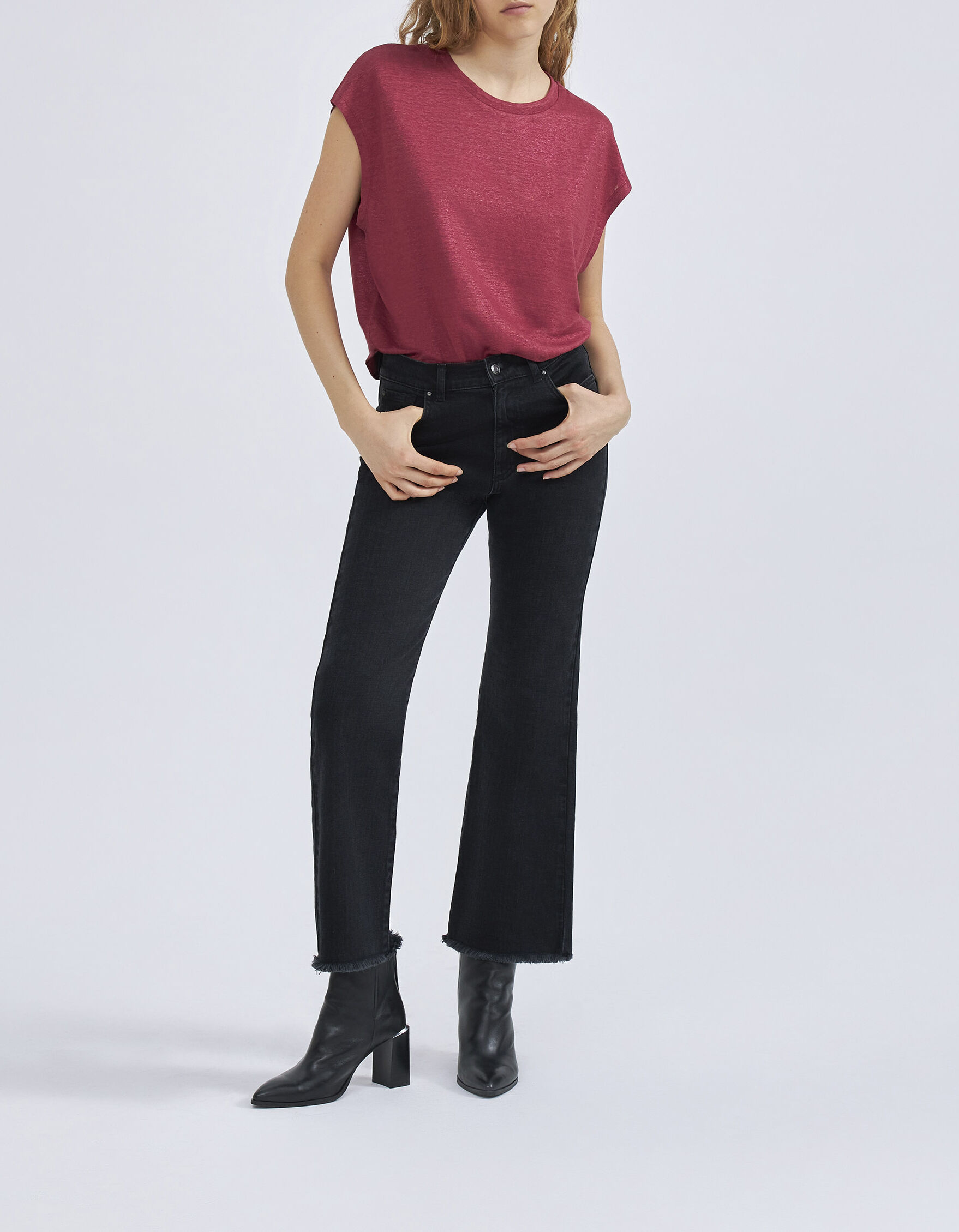 Camiseta store burdeos mujer