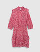 Rode jurk tagprint met volants Dames-6