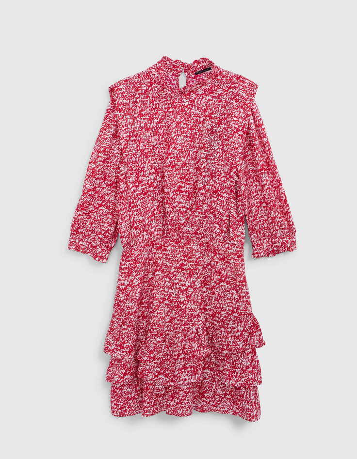 Rode jurk tagprint met volants Dames-6