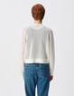 Cardigan zipp&eacute; blanc tricot ajour&eacute; Femme-3