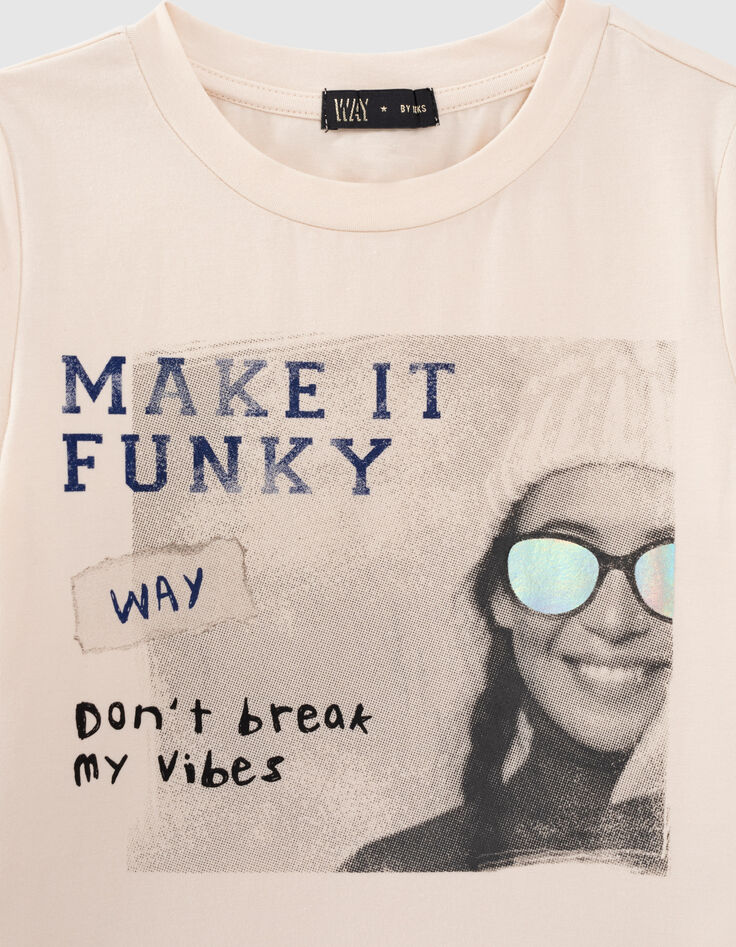 T-shirt cropped mastic visuel fille et message fille-2