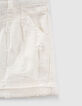 Girls&rsquo; off-white denim shorts with placed wear-5