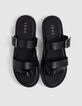 Mules noires cuir brides croisées Homme-5