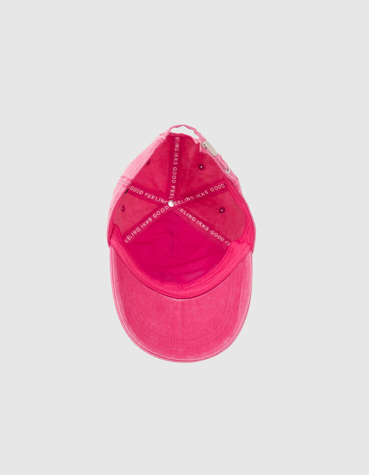 Fuchsia Mädchenschirmmütze mit Stickerei vorne-5