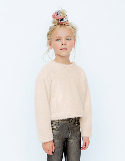 Sweat écru maille duveteuse fille