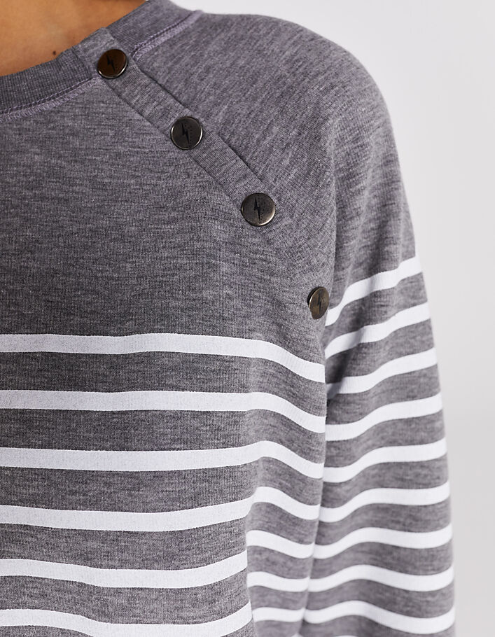 Sudadera holgada manga larga marinera gris oscuro mujer-3