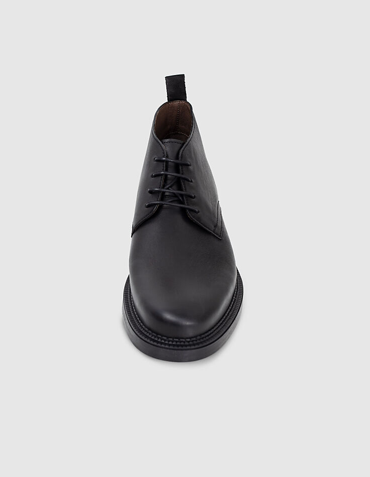 Men’s black high-top leather Derby shoes-2