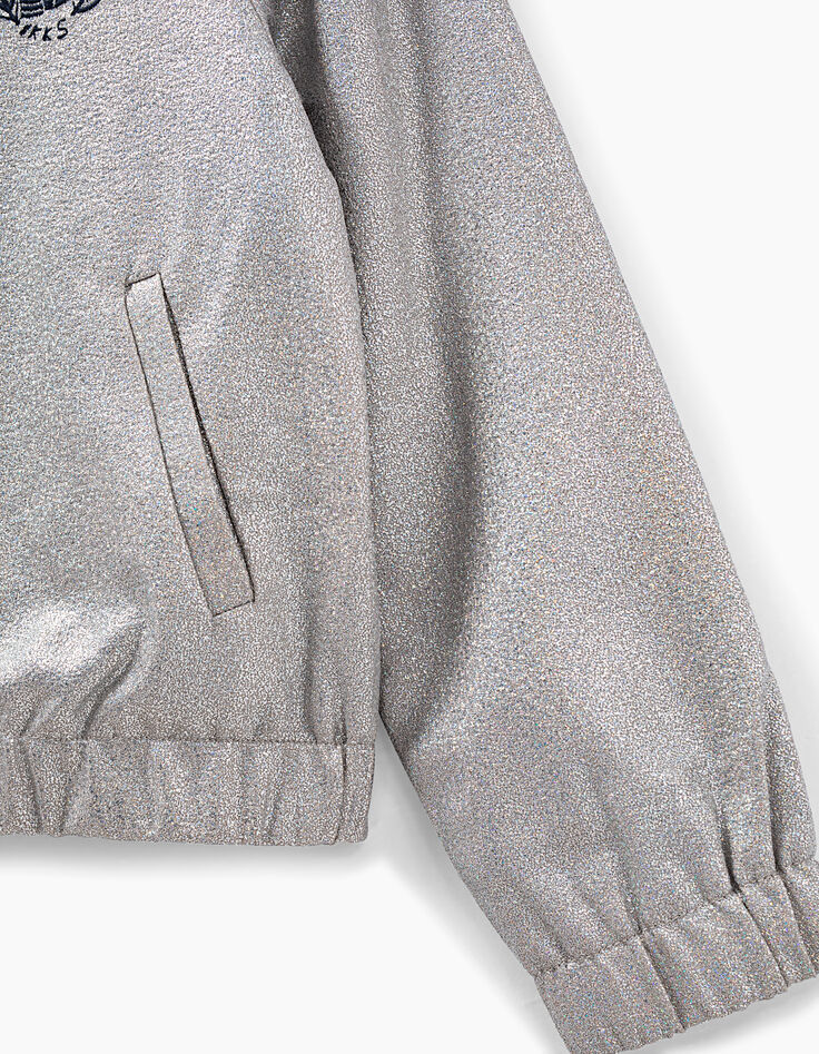Cardigan argent brodé poitrine fille-3