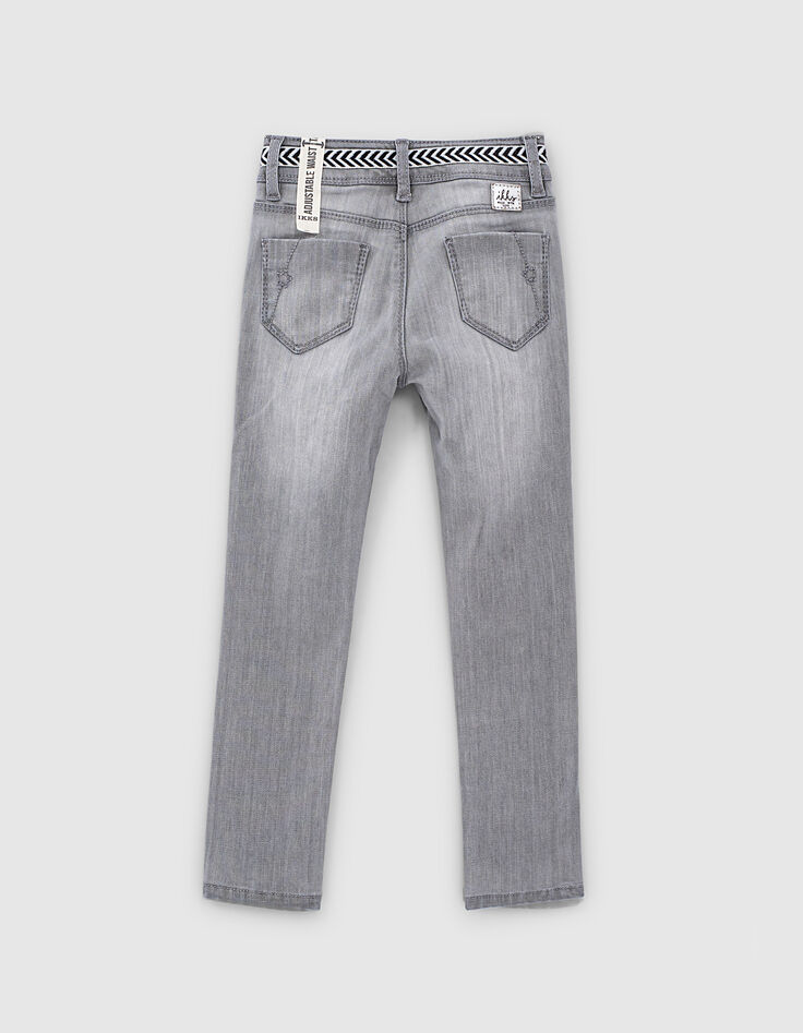 Jean slim light grey brod&eacute; sequins &agrave; la taille fille -4