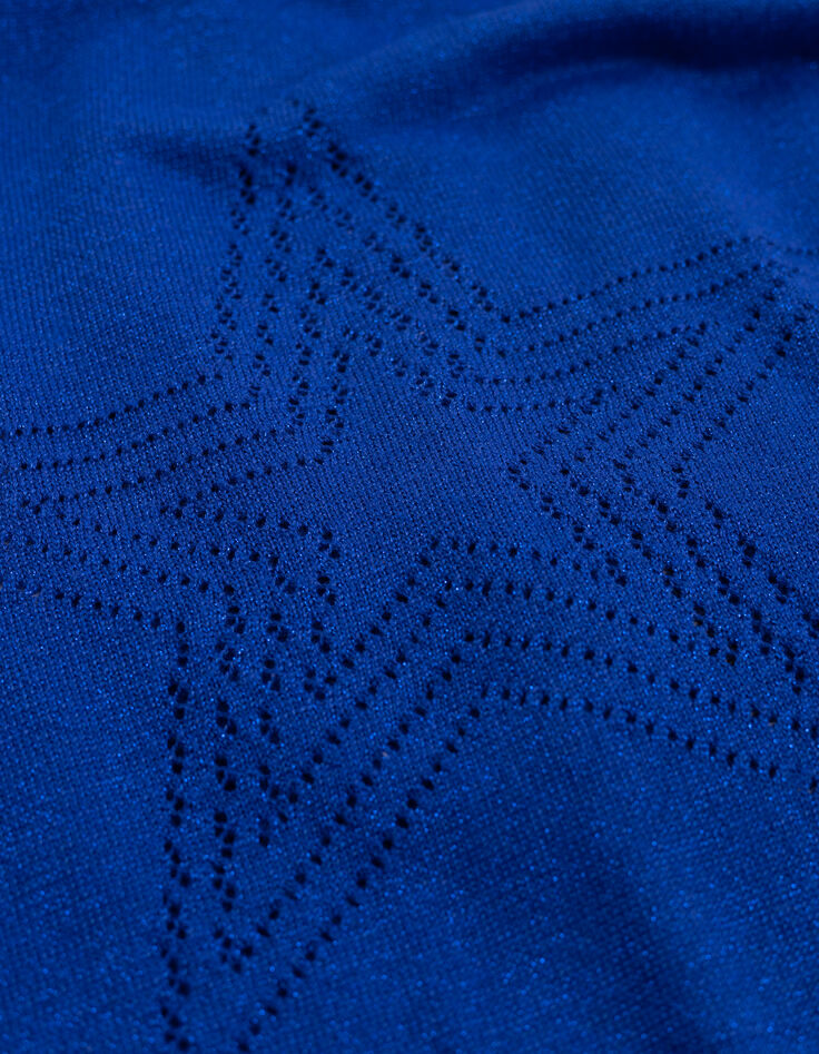 K&ouml;nigsblaue durchbrochene Stern-Strickjacke-6