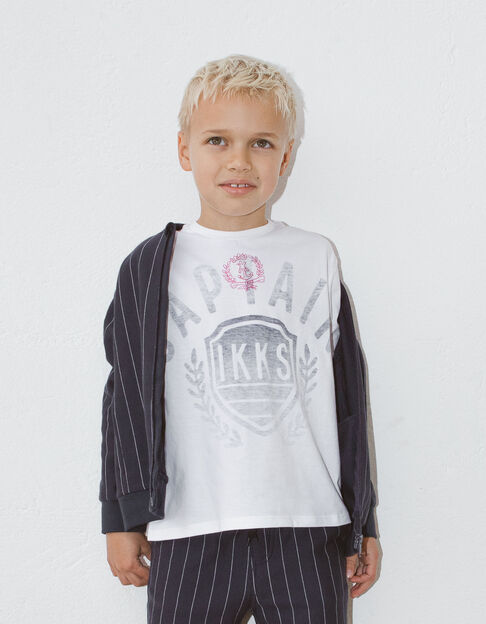 Boys' white image T-shirt with crest print inside - IKKS