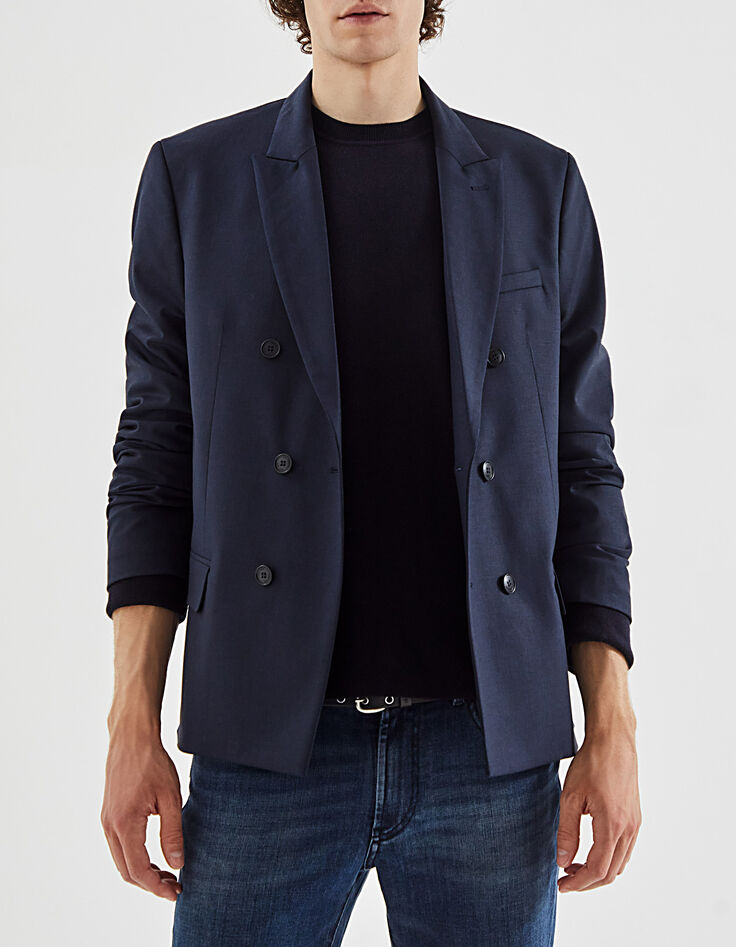 Veste bleu foncé avec boutonnage croisé Homme-1