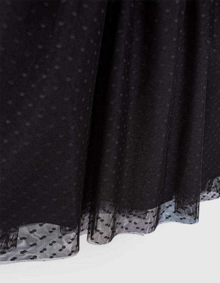 Cremeweiß-Schwarz gestreiftes Mädchenkleid mit Tutu-Rock-4