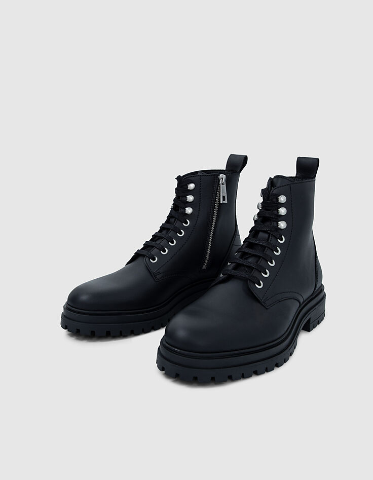 Rangers 1440 Leather Story noirs en cuir avec surpiqûres Homme-5