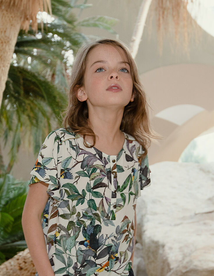 Girls’ off-white jungle bird print blouse-1