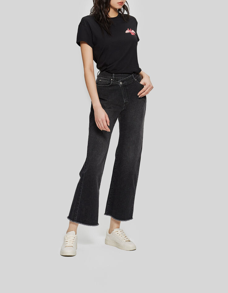 Schwarzes Damen-T-Shirt mit Drachenmotiv-2
