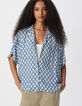 Chemise manches courtes imprim&eacute; floral bleu Femme-5
