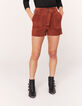 Short taille mi-haute en cuir de chèvre velours femme-4