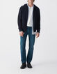 Men&rsquo;s navy textured hooded cardigan-4