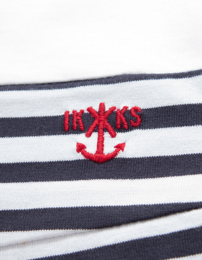 T-shirt marinière coton bio découpes et broderie garçon - IKKS