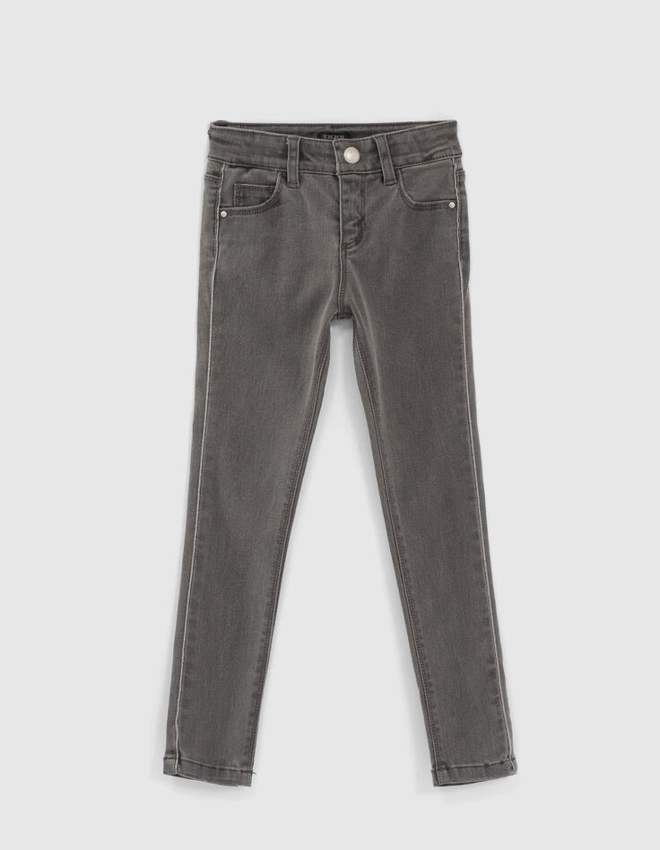 Light Grey Skinny-M&auml;dchenjeans mit Schr&auml;gband seitlich  -3