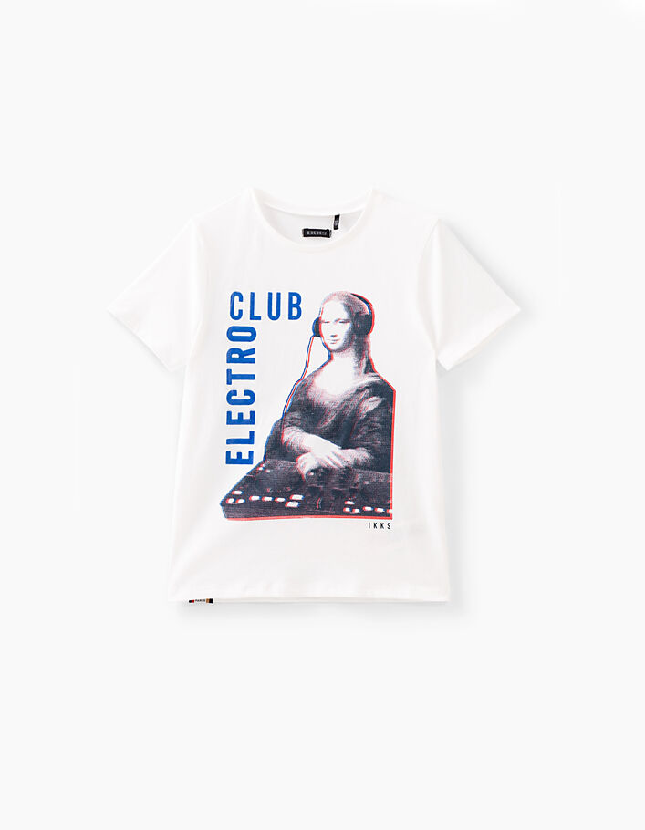 Boys' off-white Electro Club with Mona Lisa T-shirt - IKKS