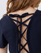 Women’s navy dress with laced back-3