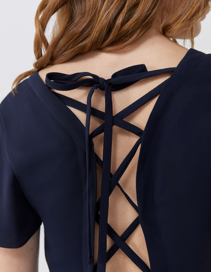 Women’s navy dress with laced back-3 Women’s navy dress with laced back-3