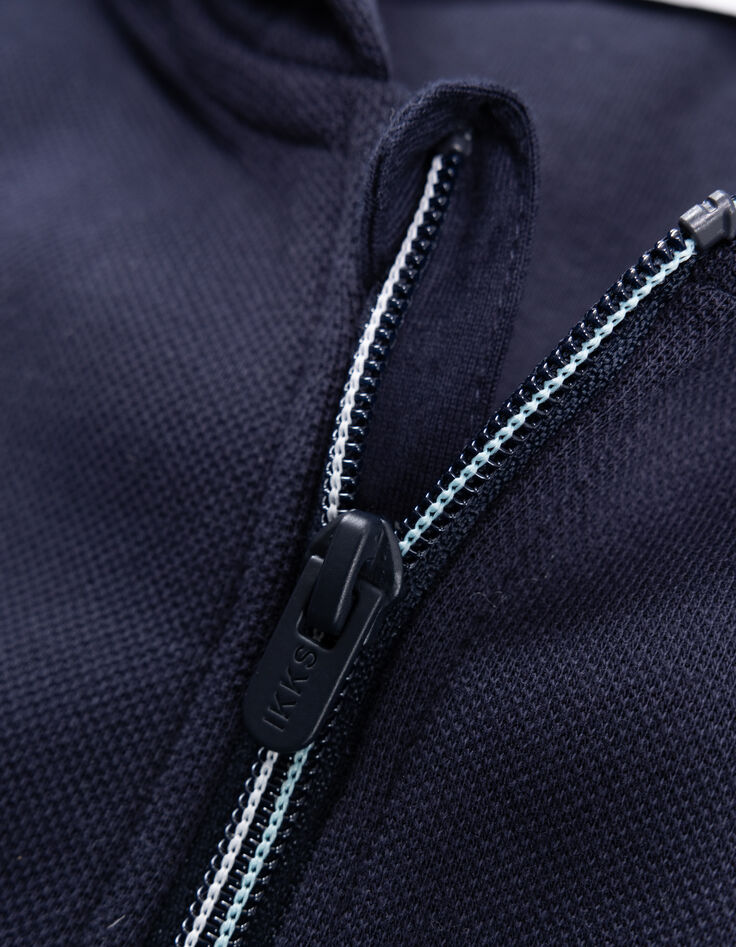 Blauw ritsvest met kap babyjongens-5