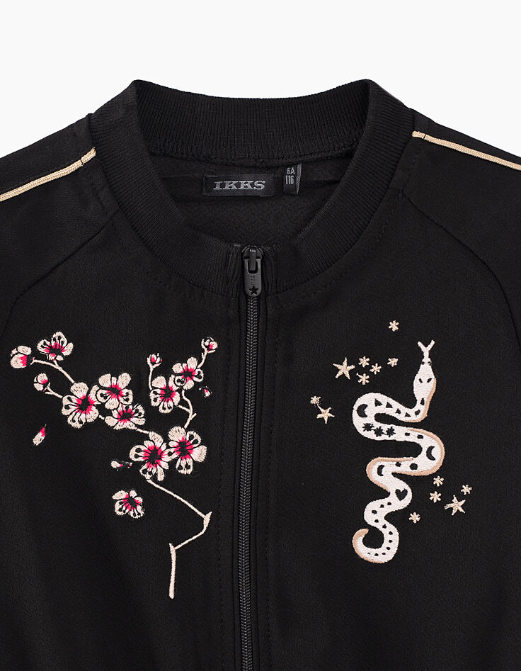 Combi-short noir esprit bomber avec broderies fille-6 Combi-short noir esprit bomber avec broderies fille-6