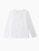 Tee-shirt blanc cassé à visuels baskets fille-4